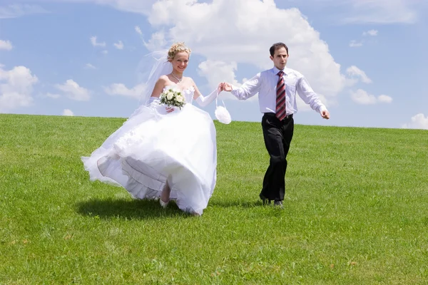 Recién casados en el parque — Foto de Stock