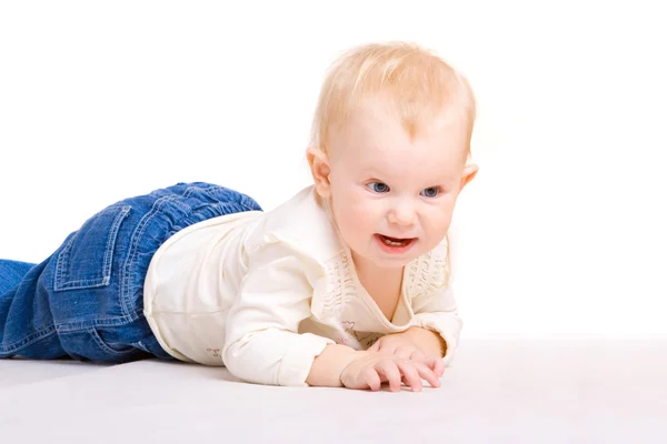 Niña pequeña en el suelo — Foto de Stock