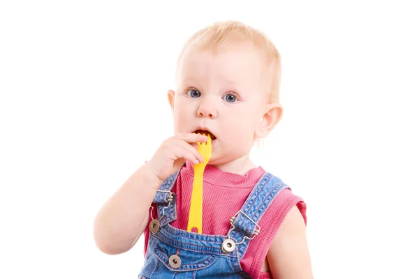 Small girl with fork — Stock Photo, Image