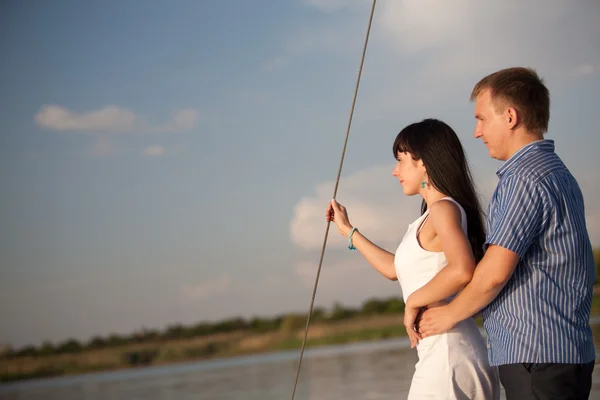 Young couple on the boat — Stock Photo, Image