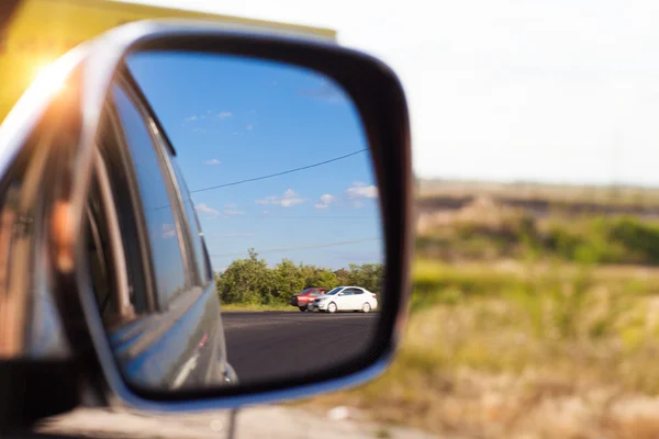 View in car mirror Stock Image