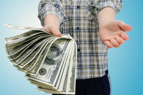 Boy and dollars — Stock Photo, Image