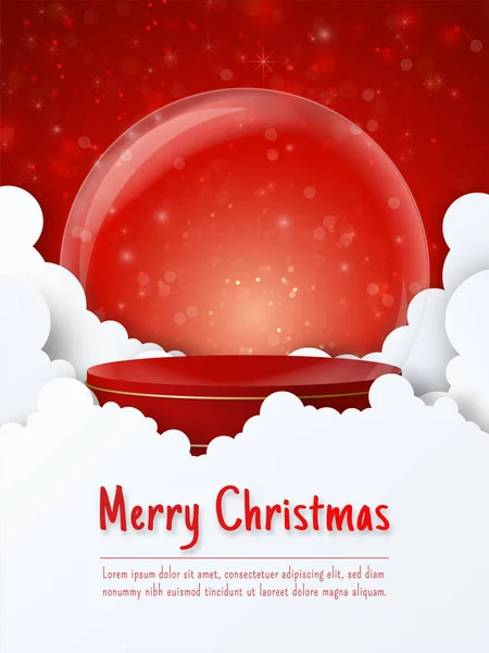 空のクリスマスボールの空のポストカード — ストックベクタ