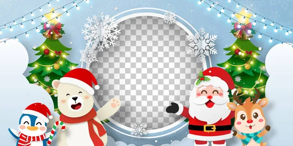 Рождественская Открытка Деда Мороза Друга Прозрачным Фоном — стоковый вектор