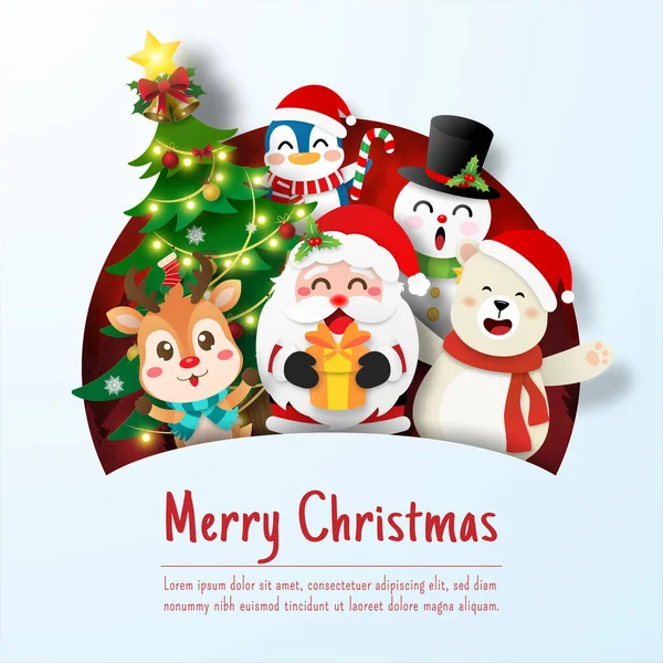 Noel Baba ve arkadaşının Noel kartpostalı, Mutlu Noeller ve mutlu yıllar