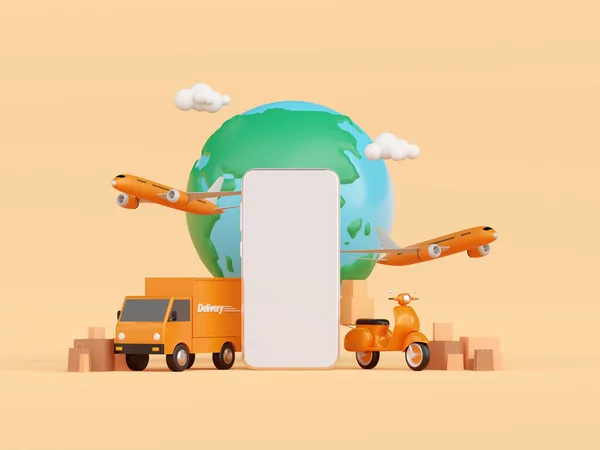 Logistique Mondiale Livraison Transport Fret Smartphone Illustration — Photo