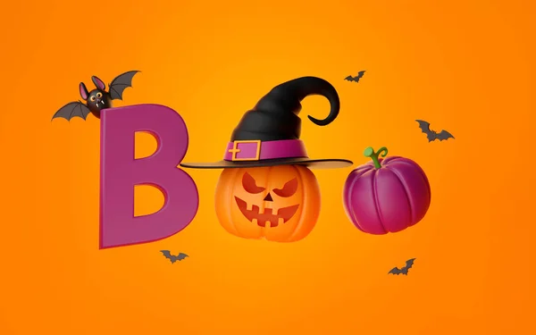 Illustrazione Banner Felice Halloween Con Jack Lanterna Zucche — Foto Stock