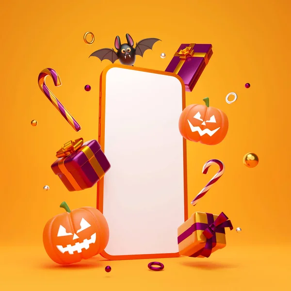 Happy Halloween Theme Smartphone Halloween Ornaments Illustration — Stock fotografie
