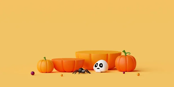Illustration Halloween Podium Halloween Pumpkins — Stockfoto