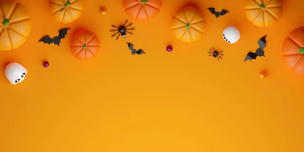 Top View Ilustração Banner Feliz Halloween Conceito — Fotografia de Stock