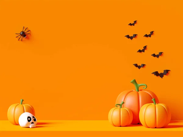Happy Halloween Yellow Stage Pumpkins Illustration — Stockfoto
