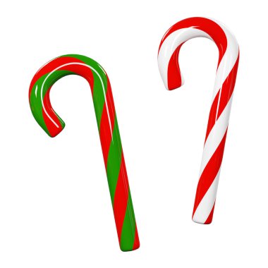 Noel şeker kamışı kırpma yolu ile izole edilmiş 3D render