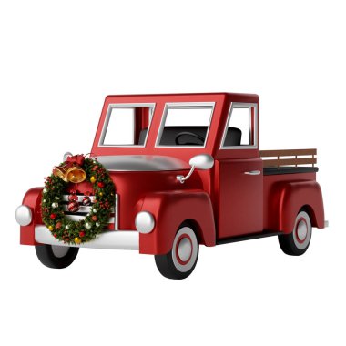 Yılbaşı kamyonu kırpma yolu 3D görüntüleme ile izole edildi