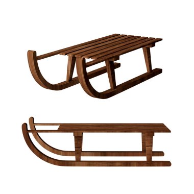 Yılbaşı kızağı kırpma yolu 3D render ile izole edildi