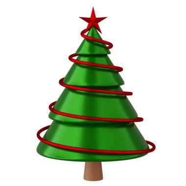 Kırpma yolu ile izole edilmiş Noel ağacı 3D render