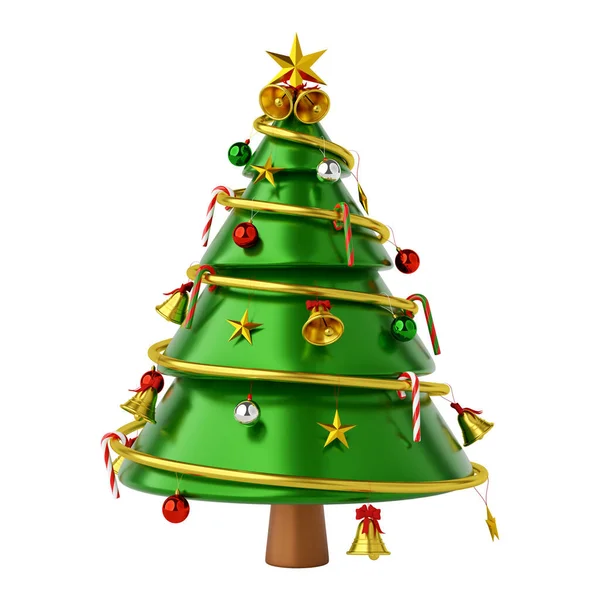 Albero Natale Isolato Con Percorso Ritaglio Rendering — Foto Stock