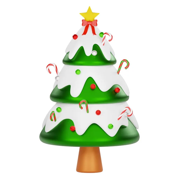 Kerstboom Geïsoleerd Met Clipping Pad Renderen — Stockfoto