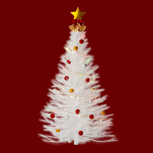 Albero Natale Isolato Con Percorso Ritaglio Rendering — Foto Stock