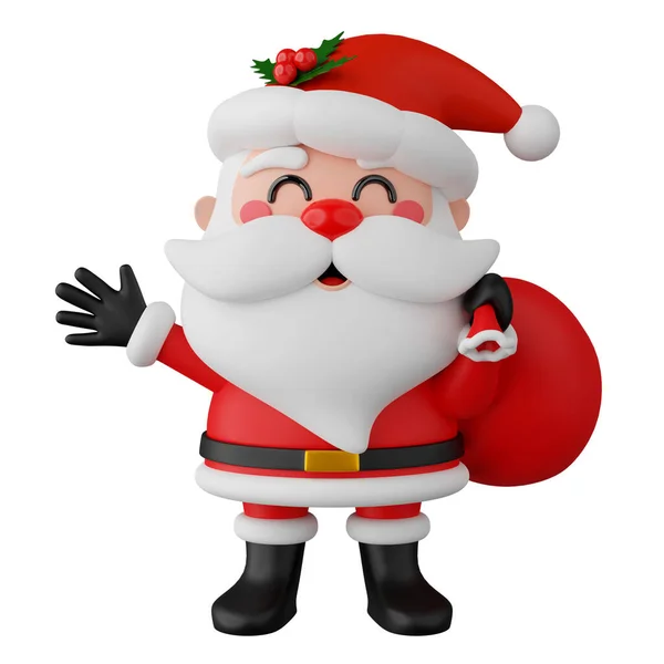 Santa Claus Aislado Con Ruta Recorte Render — Foto de Stock