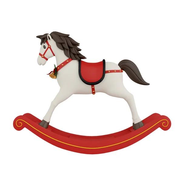 Christmas rocking horse isolated with clipping path 3d render