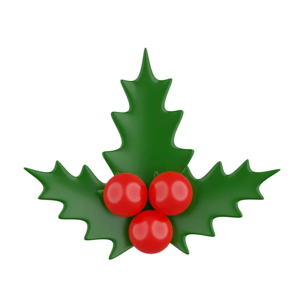 Christmas Leaf Isolated Clipping Path Render — Stock Photo, Image