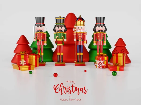 圣诞主题系列的坚果饼干与圣诞装饰品 3D插图 — 图库照片