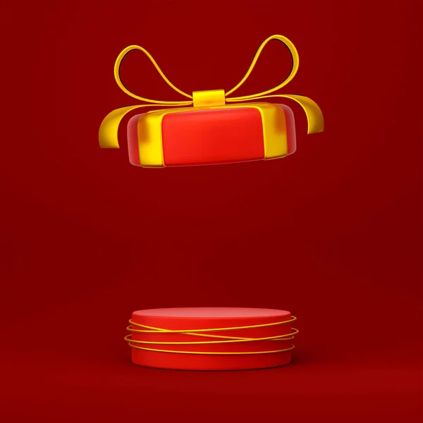 Χριστουγεννιάτικο Θέμα Του Κουτιού Δώρων Βάθρο Για Διαφήμιση Του Προϊόντος — Φωτογραφία Αρχείου