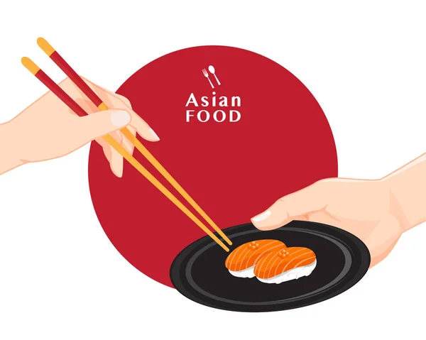 Sushi Baguettes Illustration Nourriture Japonaise Pour Sushi Vecteur — Image vectorielle