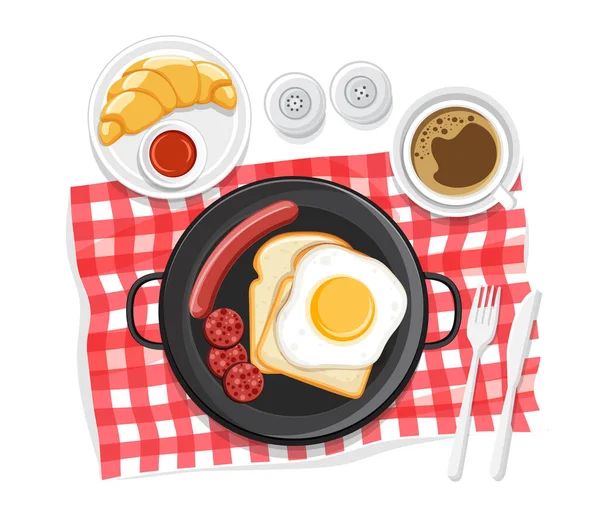 Türlü Sahanda Yumurtalı Kahvaltı — Stok Vektör