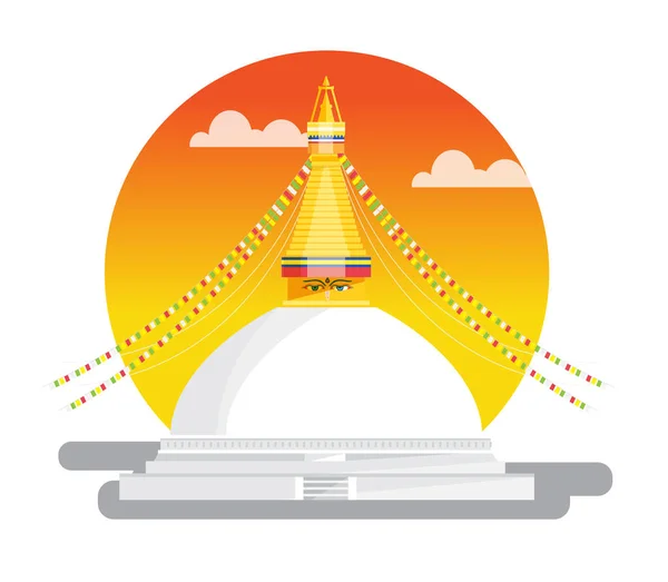 Boudhanath Stupa Nella Valle Kathmandu Nepal Vector Illustration — Vettoriale Stock