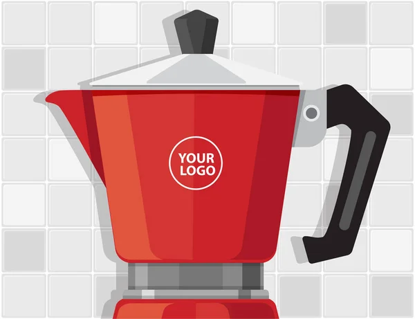 Red Moka Pot Cafetière Italienne Rouge Moka Pot Machine Expresso — Image vectorielle