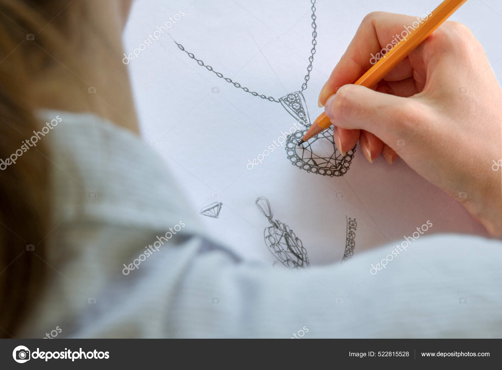 Drawing Jewelry Design Artist Designer Drawing Sketch Jewelry Paper Design  Stock Photo by ©notistia 328194394