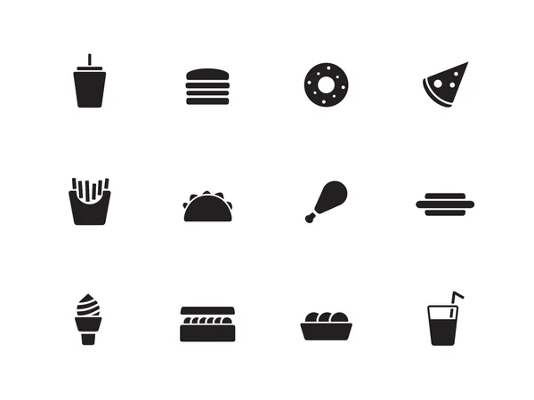 Fast-food pictogrammen op witte achtergrond. — Stockvector