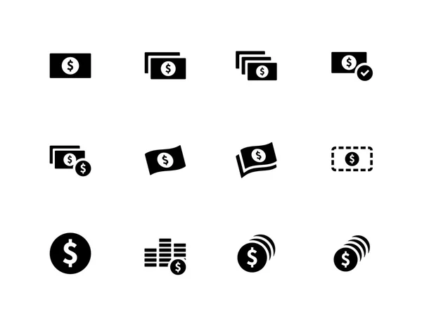 Dollar bankbiljet pictogrammen op witte achtergrond. vectorillustratie. — Stockvector