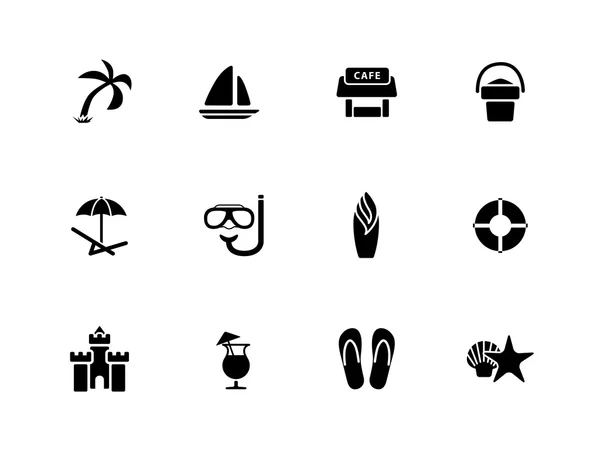 Beach icons on white background. — Stock Vector