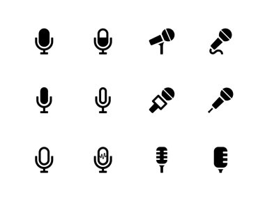 Microphone icons on white background.
