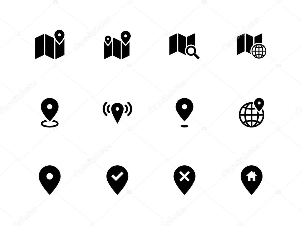 Map icons on white background. GPS and Navigation.
