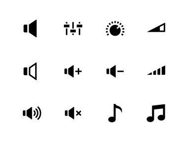 Speaker icons on white background. Volume control. clipart