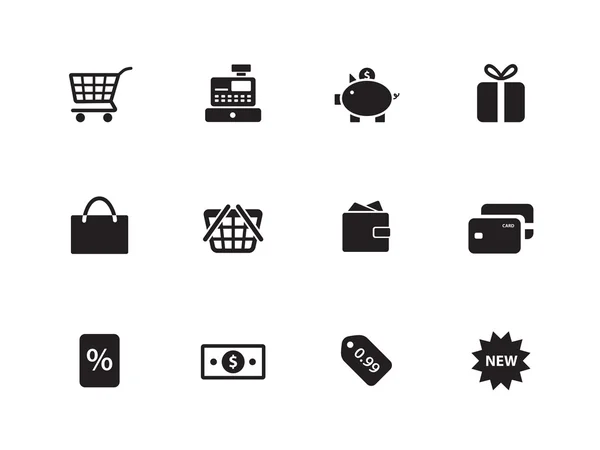 Ícones de compras em fundo branco . — Vetor de Stock