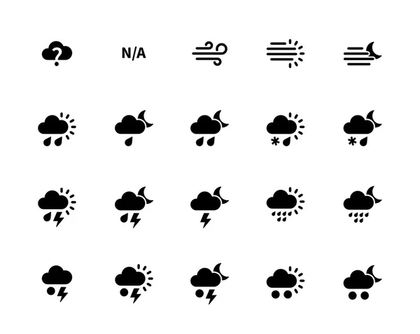 Icone meteo su sfondo bianco . — Vettoriale Stock