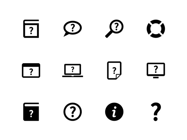 Help en faq pictogrammen op witte achtergrond. — Stockvector