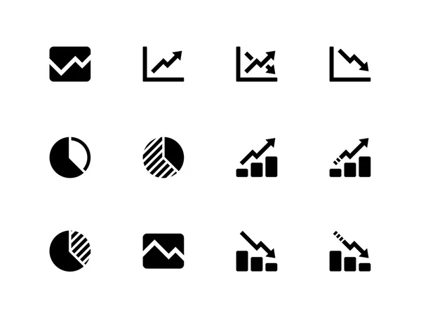 Gráfico de líneas e iconos de diagrama sobre fondo blanco . — Archivo Imágenes Vectoriales