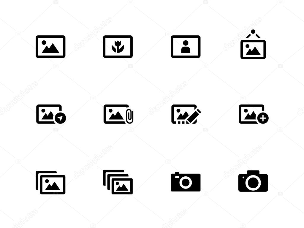 Photographs and Camera icons on white background.