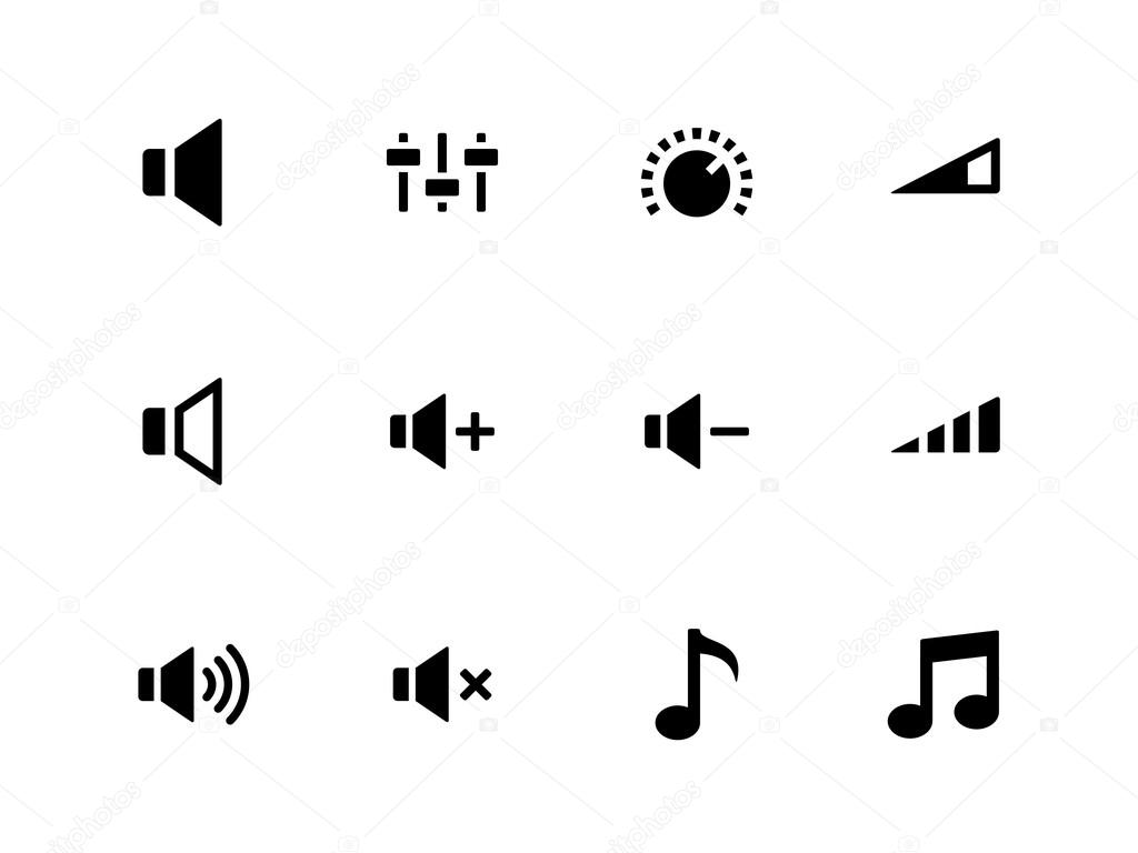 Speaker icons on white background. Volume control.