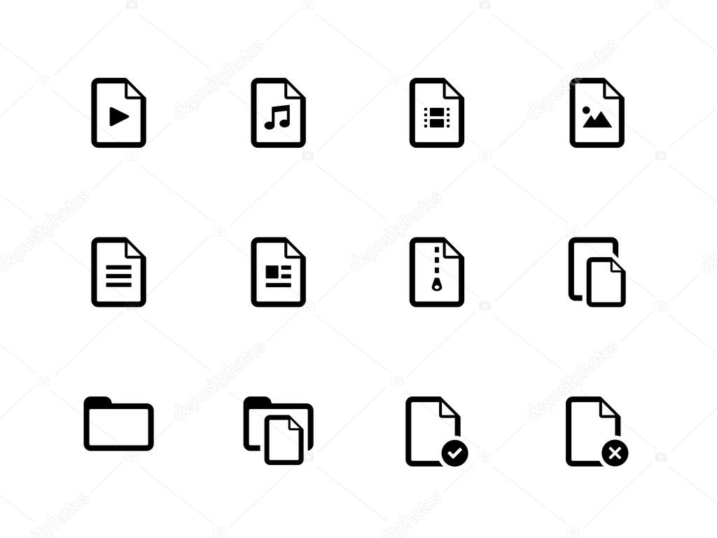 Set of Files icons on white background.