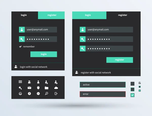 UI establece la tendencia de diseño plano . — Archivo Imágenes Vectoriales