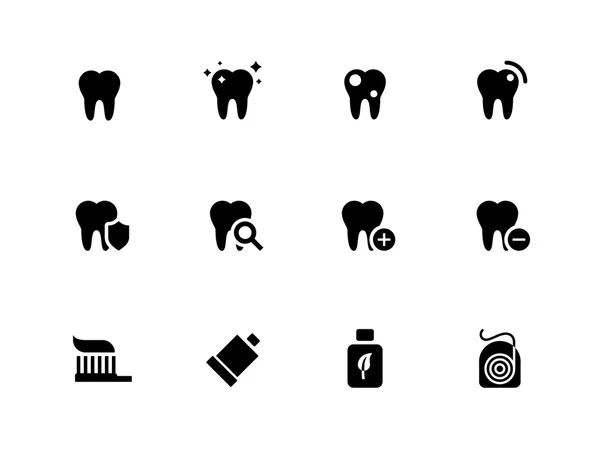 Diente, dientes iconos sobre fondo blanco . — Vector de stock