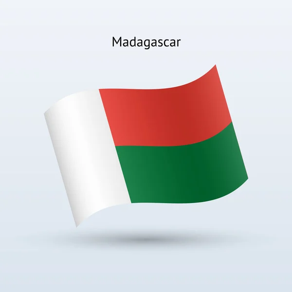 Forma de ondear bandera de Madagascar. Ilustración vectorial . — Vector de stock