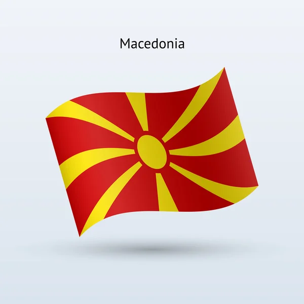 Forma de ondear bandera de Macedonia. Ilustración vectorial . — Archivo Imágenes Vectoriales