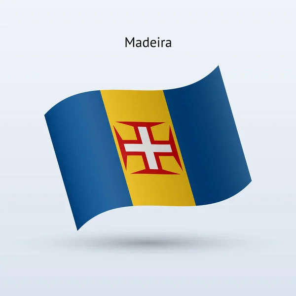 Madeira-Flagge schwenkend. Vektorillustration. — Stockvektor